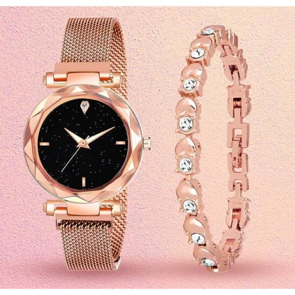 Stylish Combo of Women Metal Watch and Bracelet