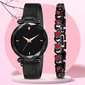 Premium Combo of Women Metal Watch and Bracelet